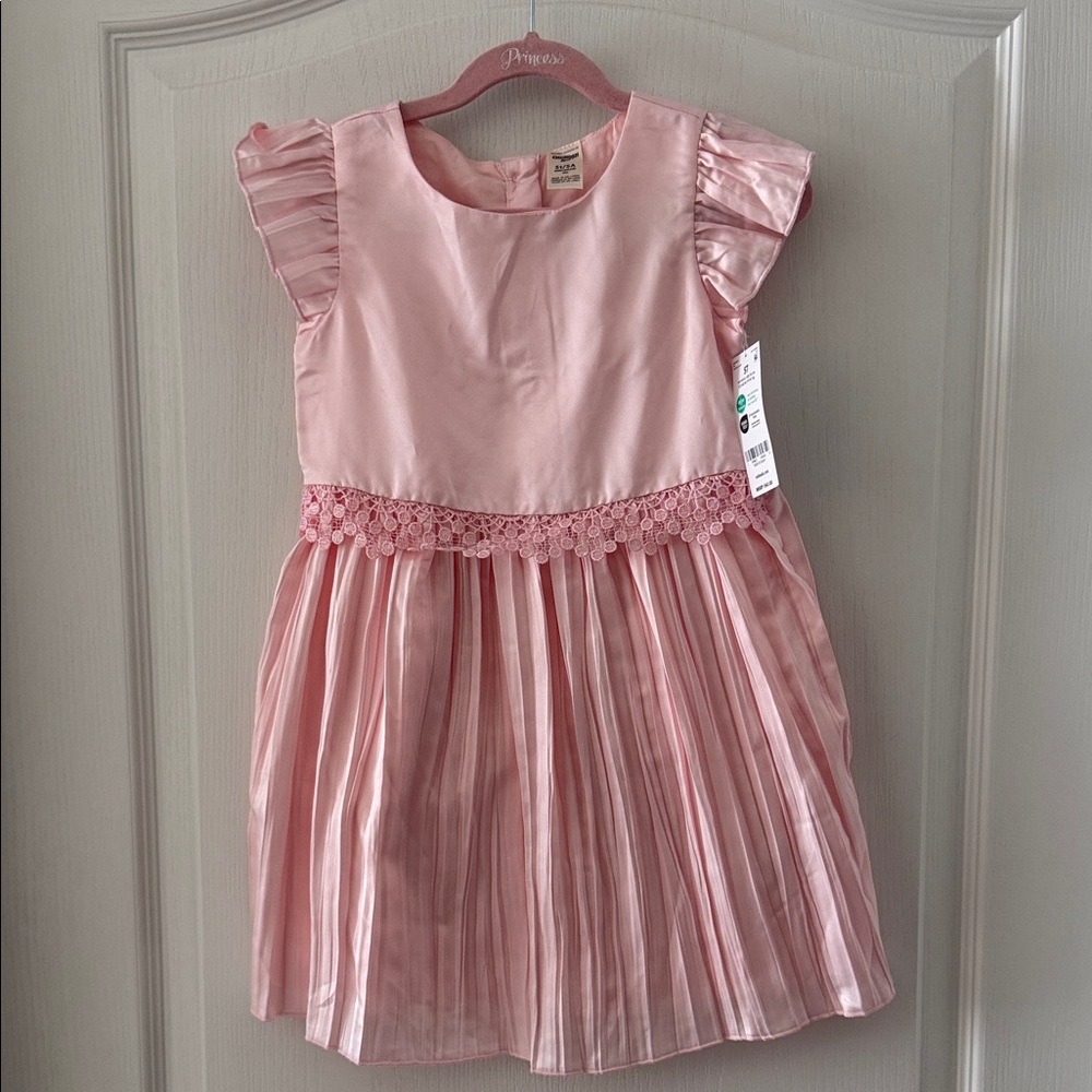 OshKosh B'gosh Pink Pleated Lace-Trim Party Dress
